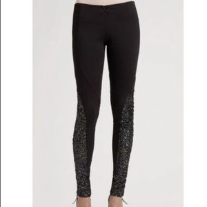 Alice + Olivia Black Sequin Legging Skinny Pants 4